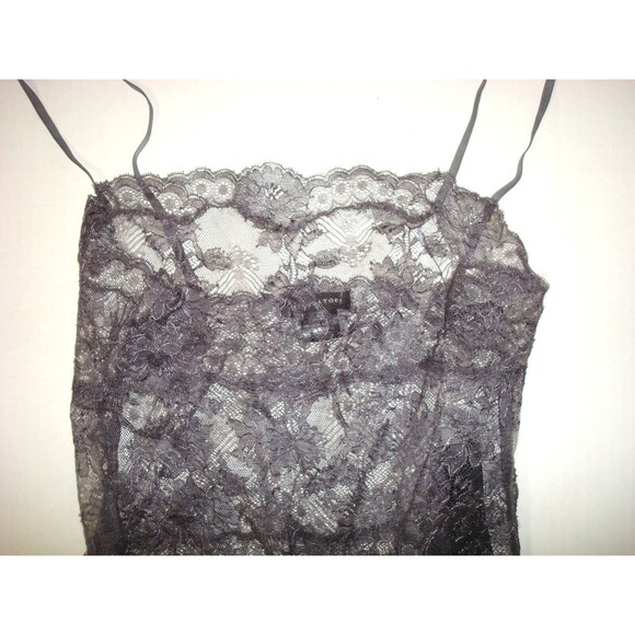 NWT $200 New Designer Josie Natori Night Gown Chemise Lace Gray Sheer Sexy S - Picture 6 of 8